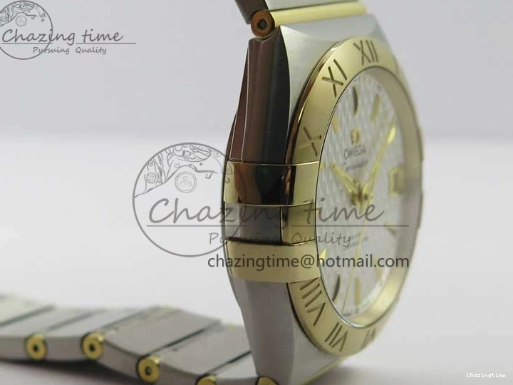 0303 Constellation 38mm SS YG VSF 1:1 Best Edition White Textured Dial on SS YG Bracelet A8500 Super Clone Upgraded 7922